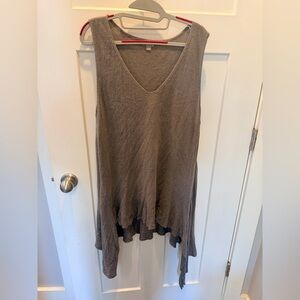 J Jill XL Sleeveless Asymmetrical Tunic Top Taupe Grey Lightweight Knit